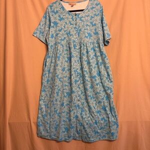 Woman Within Medium Petite Light Blue Floral Midi Dress